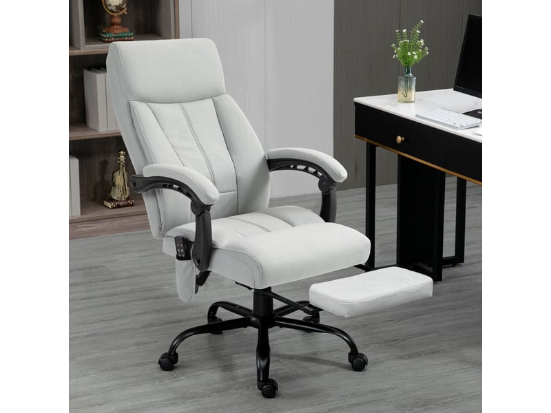 Fauteuil de bureau avec fonction massage et chauffage, repose-pieds, jusqu'à 120 kg, gris  - Conforama C