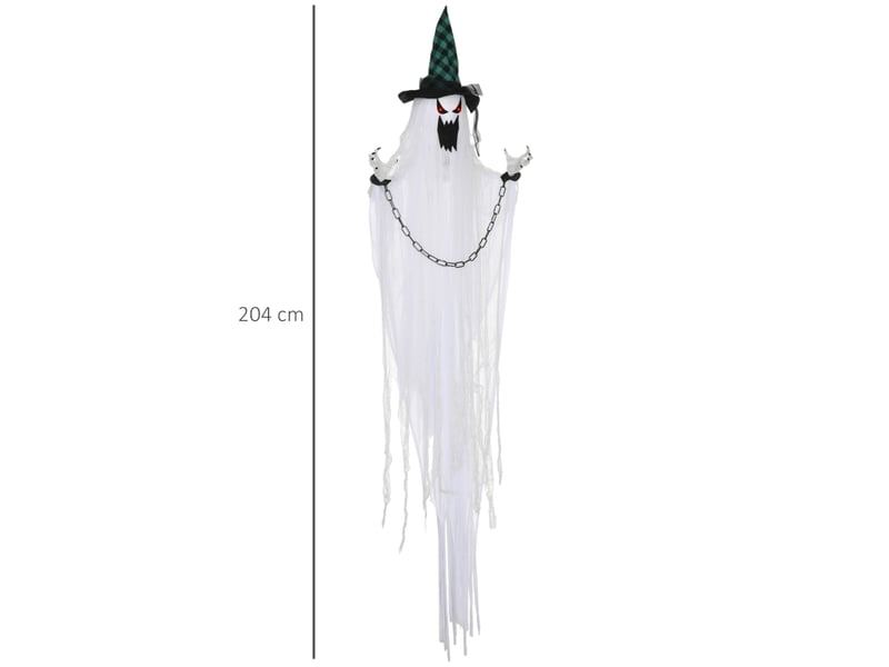  Décoration halloween suspendue fantôme avec mouvements, sons hurlants et yeux lumineux pour intérieur, 88×16×204 cm  - Conforama D