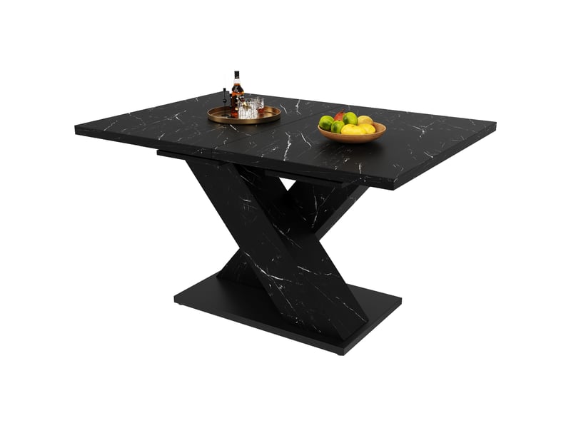 Table à manger extensible 119-158,5 x 80 x 75 cm, plateau mdf et pieds croisés, 4 à 6 personnes, noir - Conforama A