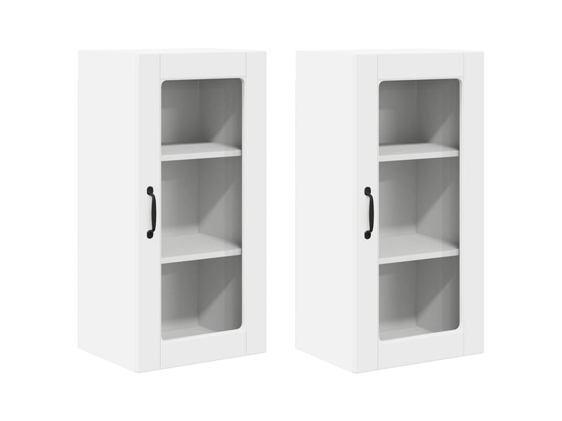  Meuble mural de cuisine, cabinet en verre mural 2 pcs blanc bois d'ingénierie shl7456  - Conforama A