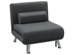 Fauteuil convertible lit 1 place aspect velours gris foncé 75 x 70 x 75 cm