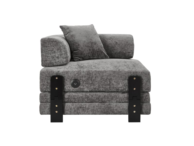  Canapé convertible, canapé-lit — gris foncé, port usb, avec accoudoirs  - Conforama B