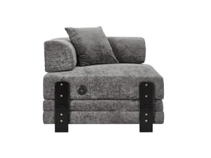 Canapé droit fixe <strong></strong> <strong></strong> 1 place Tissu gris avec coffre de rangement
