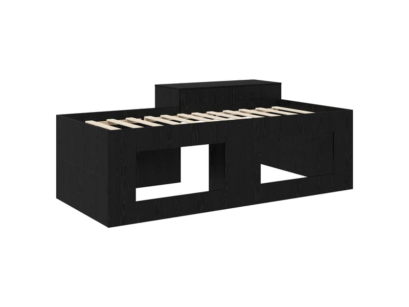  Lit haut pour enfants - lit jeune avec bureau noir 90 x 200 cm  - Conforama E