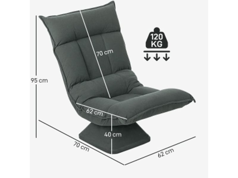 Fauteuil de sol pivotant 360° inclinable à 5 positions en polyester gris foncé  - Conforama C