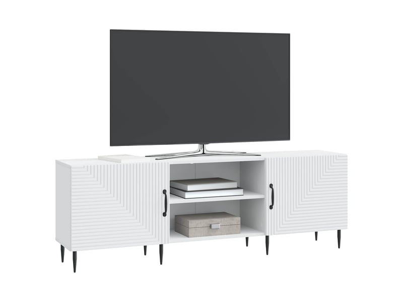 Meuble tv - banc tv - meuble de rangement 150 x 31 x 50 cm blanc bois d'ingénierie  - Conforama C