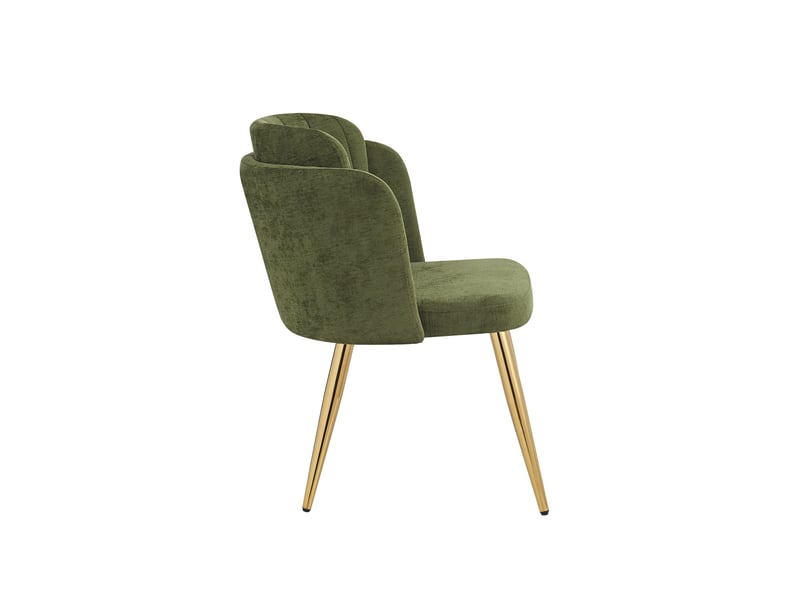  Lot de 6 chaises de salle à manger modernes 58.5x62x78cm - chaise rembourrée - pieds de chaise réglables en hauteur - vert et doré  - Conforama E