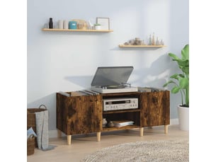 Armoire à disques, armoire de rangement chêne fumé 121x38x48 cm bois d'ingénierie