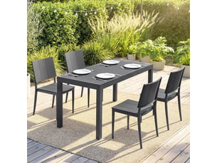 Salon de jardin,141,5x70,5x74,5 cm,5 pièces avec table,métal,gris foncé