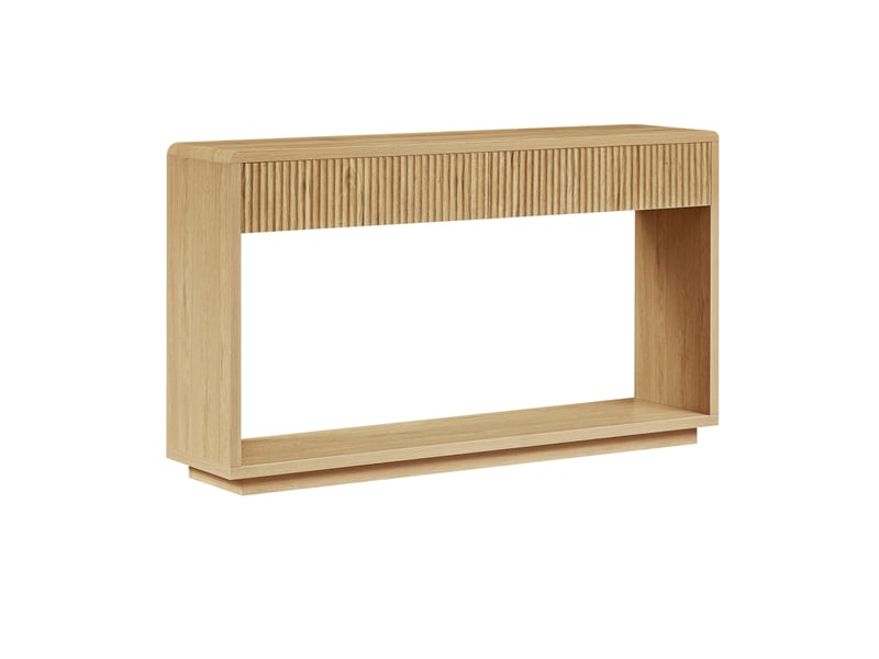 Console d'entrée moderne 150x35x85 cm à 2 tiroirs, coloris chêne clair  - Conforama E
