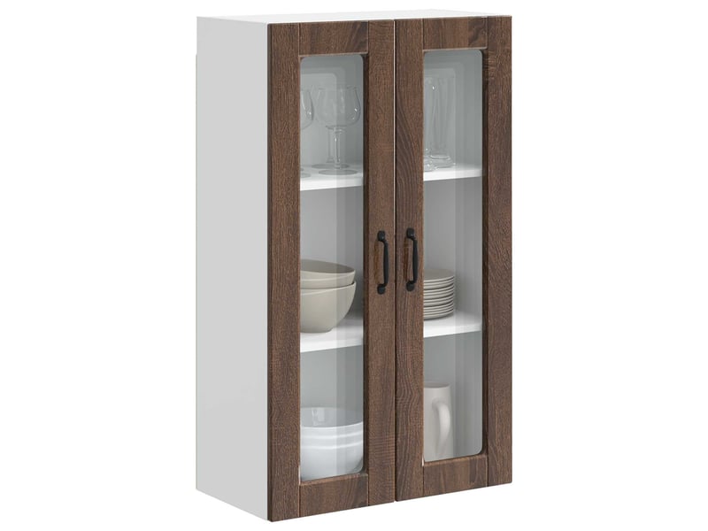  Meuble mural de cuisine, cabinet en verre mural chêne brun 60x31x100cm shl8188  - Conforama C