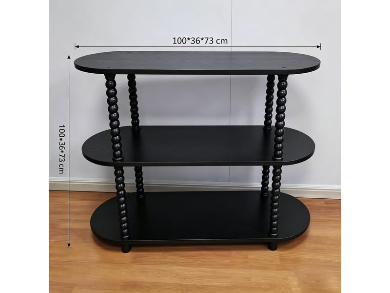  Console étroite 3 niveaux avec rangement, table d’appoint moderne pour salonchambreentrée - mdf - idéale petits espaces - noir PHK_346MAVWE - Conforama E