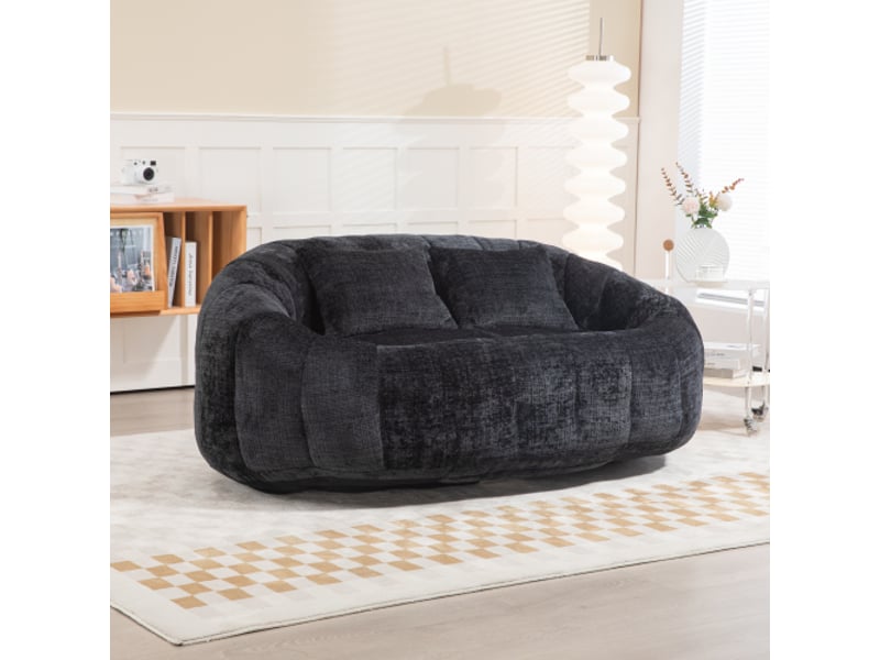  Canapé droit fixe 2 pl tissu noir canapé noir - Conforama D