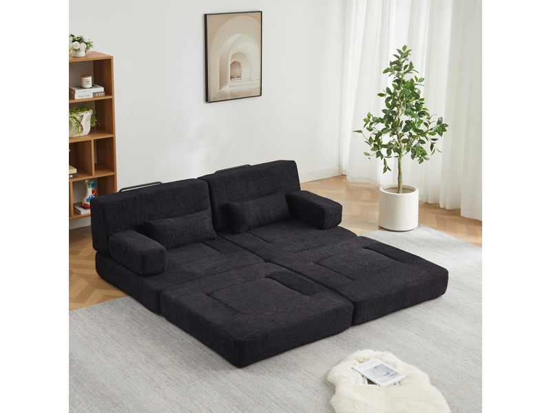  Canapé-lit convertible 2 places en chenille, canapé modulaire pliable, cadre en fer, convertible en lit d'appoint  - Conforama B