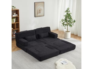 Canapé-lit convertible 2 places en chenille, canapé modulaire pliable, cadre en fer, convertible en lit d'appoint