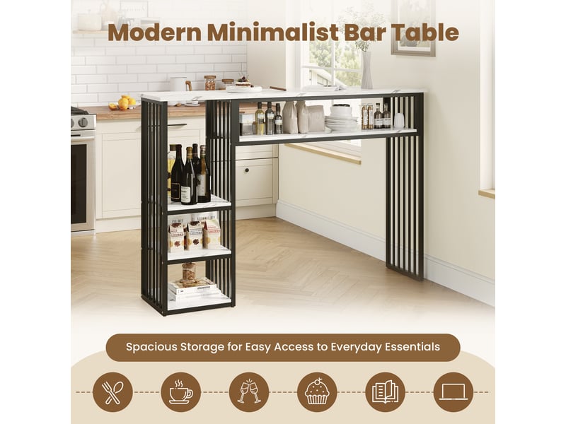  Table de bar blanc+noir - 140 cm mdf  - Conforama E