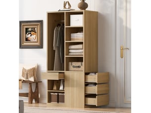 Armoire 70x50x170 cm avec tiroirs mdf couleur bois
