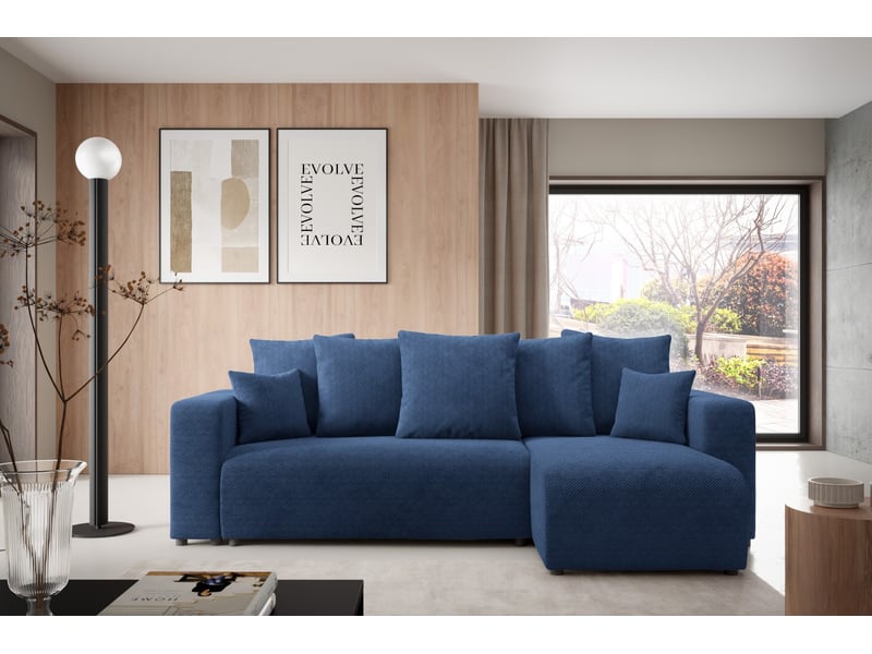  Canapé d'angle convertible evora l bleu  - Conforama B
