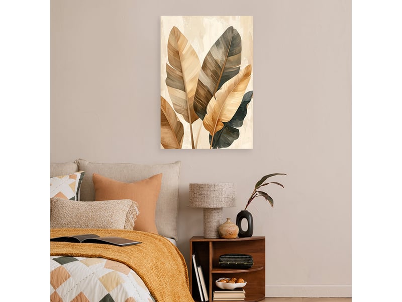  Tableaux, feuilles de bananier beiges et brunes style bohème 20x30 1334478683 - Conforama B