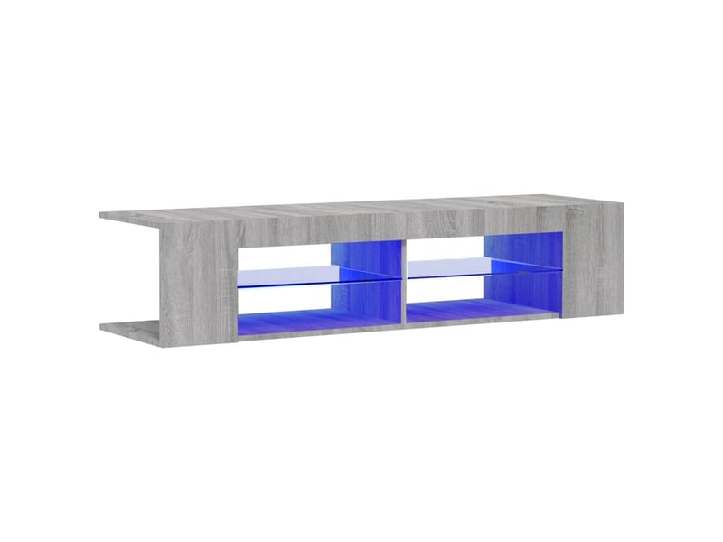  Meuble tv - banc tv - meuble de rangement avec lumières led sonoma gris 135x39x30 cm  - Conforama A