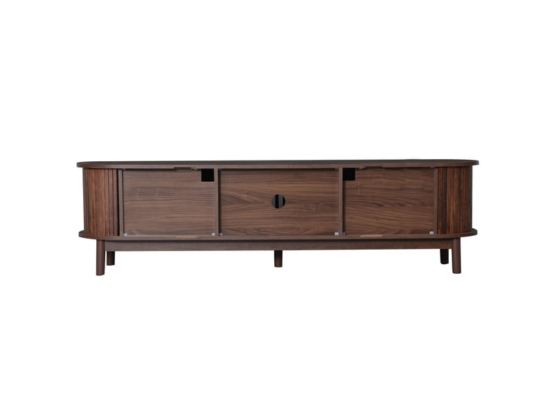 Meuble pour télévision bas 165 x 39,5 x 46 cm portes coulissantes et abattante centrale, 3 compartiments, mdf marron  - Conforama E