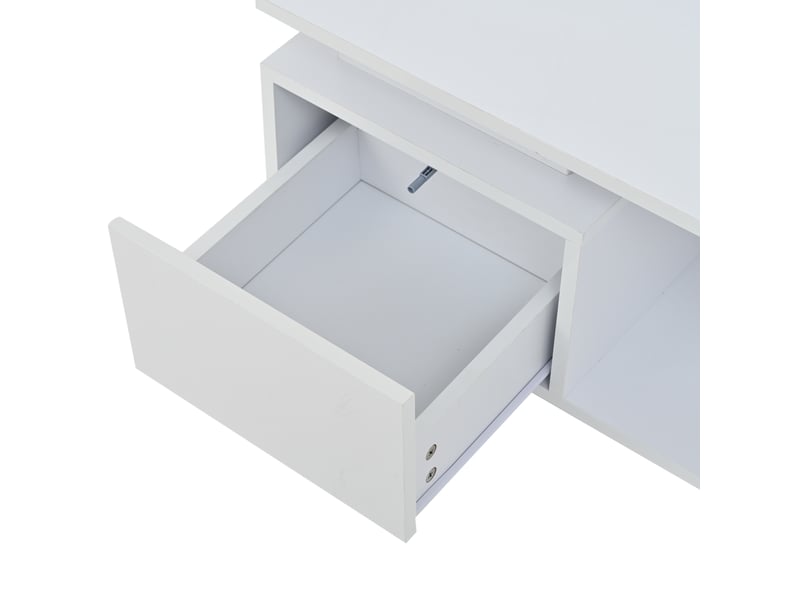  Table basse avec tiroir, niches latérales et led pour salon 100×50×36 cm en panneaux de particules blanc  - Conforama D
