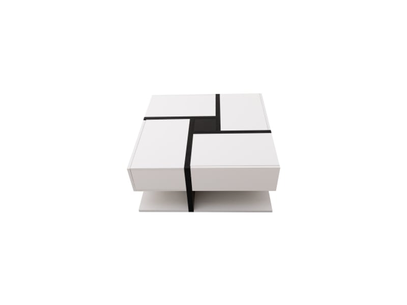  Table basse brillante - 4 tiroirs, combinaison de couleurs et design linéaire uniques, espace de rangement en dessous.78x78x36cm  - Conforama A