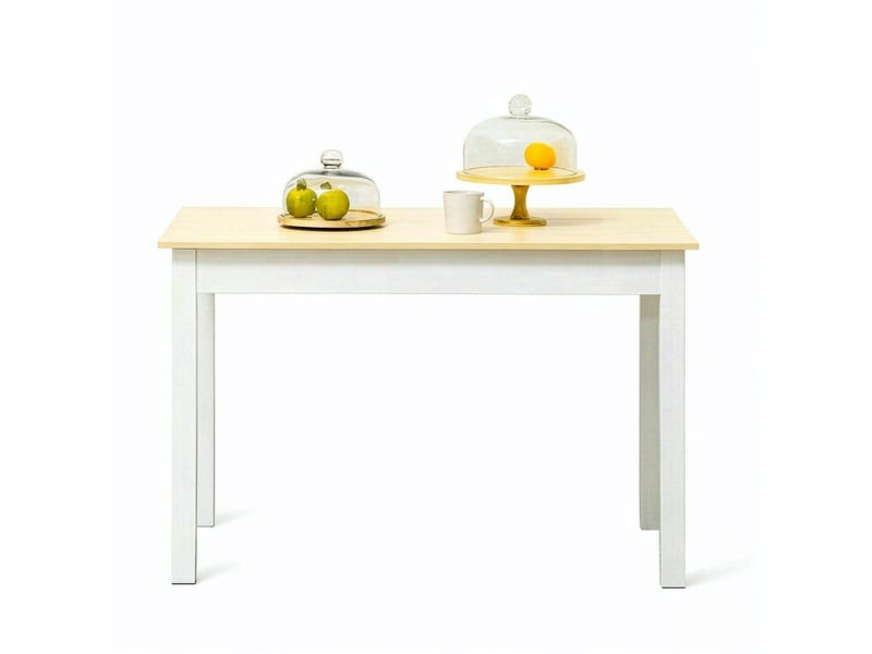 Table de salle à manger rectangulaire pour 4 à 6 personnes en panneaux de particules chêne et blanc 119 × 70 × 75 cm - Conforama A