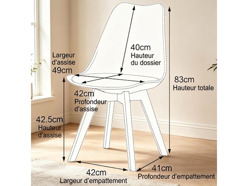  Ensemble table ronde 80 cm et 4 chaises de salle à manger, pieds en bois massif  - Conforama C