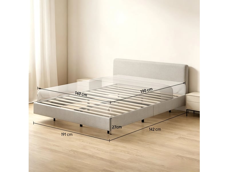 Cadre de lit double 140x190 cm avec sommier à lattes et éclairage led beige chicfurn - Conforama D