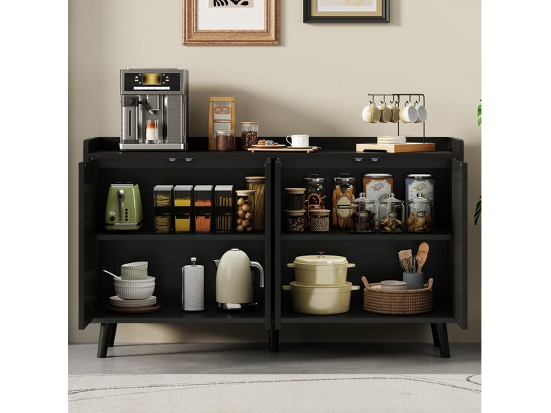 Buffet 140x40x84 cm 4 portes avec étagères réglables noir - Conforama E