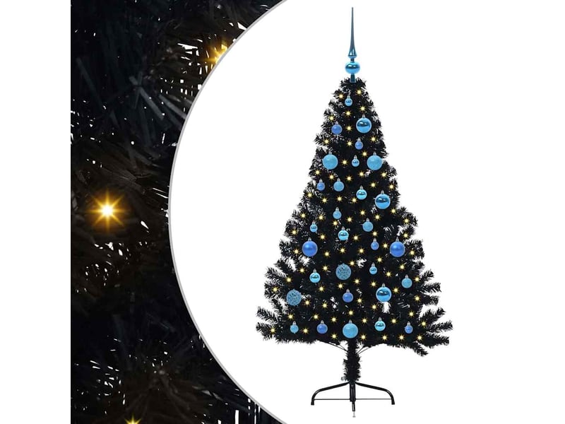 Sapin de noël - arbre de noël artificiel pré-éclairé noir 150 cm pvc - Conforama A