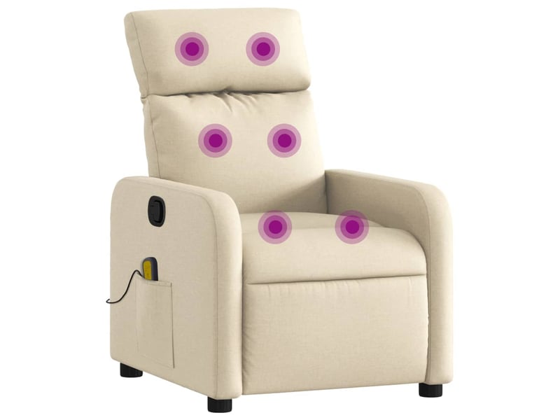  Fauteuil de relaxation tv fonction massage inclinable en tissu crème dec026895  - Conforama B