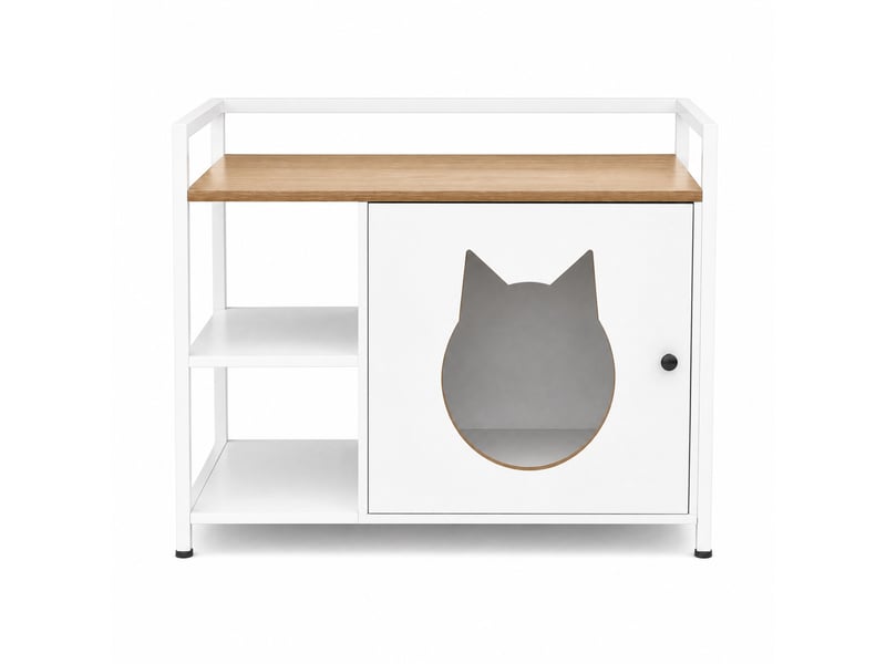  Table basse avec 2 étagères 76x54x59 cm blanc et chêne clair  - Conforama D