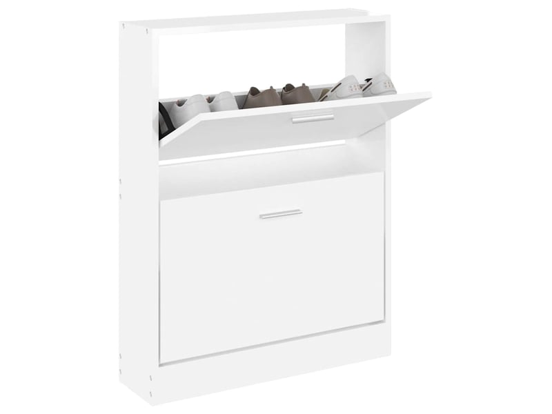  Meuble à chaussure | armoire à chaussure blanc brillant 59x17x81 cm bois ingénierie  - Conforama C