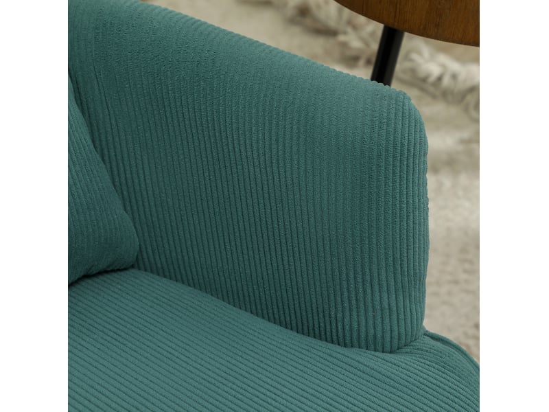  Fauteuil ulevr lounge en velours côtelé vert foncé, dossier haut, coussin lombaire lavable, 69 x 69,5 x 78 cm  - Conforama D