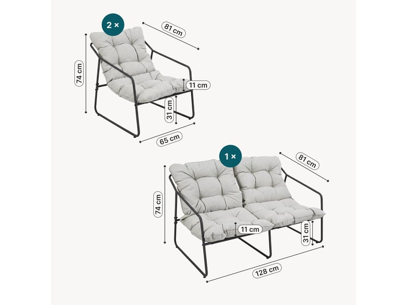  Ensemble de meubles de jardin kivanta 5 pièces gris foncé beige [en.casa] Kivanta - Conforama D