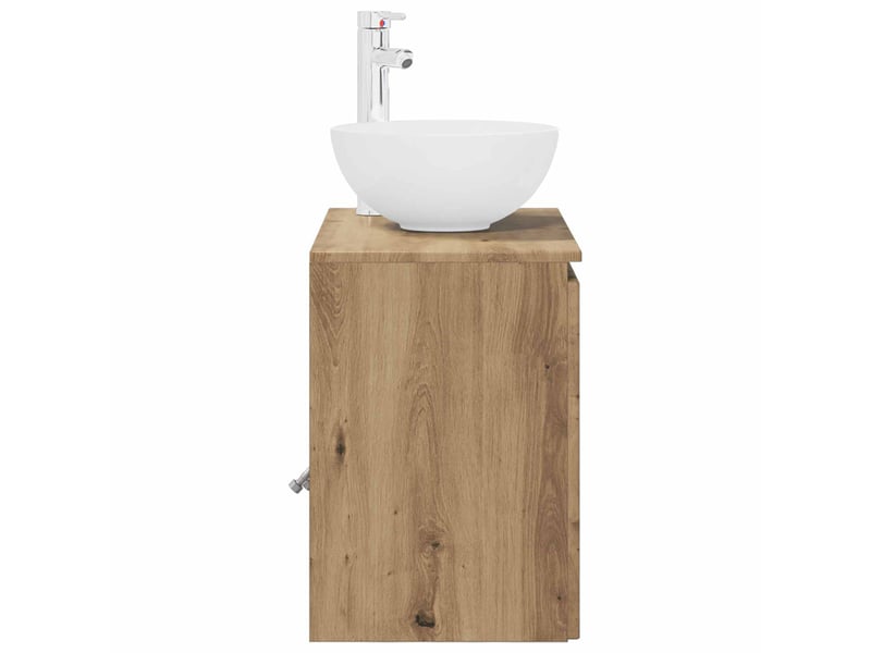 Vanité de lavabo mural, meuble de rangement chêne artisanal 49.5x35x63 cm - Conforama D