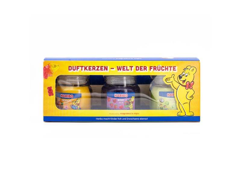  Lot de 3 bougies parfumées fruitées taille 9 x 6,5 cm ambiance chaleureuse et joyeuse finition en verre transparent 13_0017561  - Conforama B