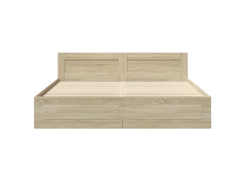  Lit double- lit adulte -  cadre de lit tête de lit sans matelas chêne sonoma 200x200 cm  - Conforama D