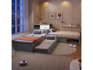 Lit avec rangement 90x200 cm <strong></strong>  <strong></strong> coloris gris