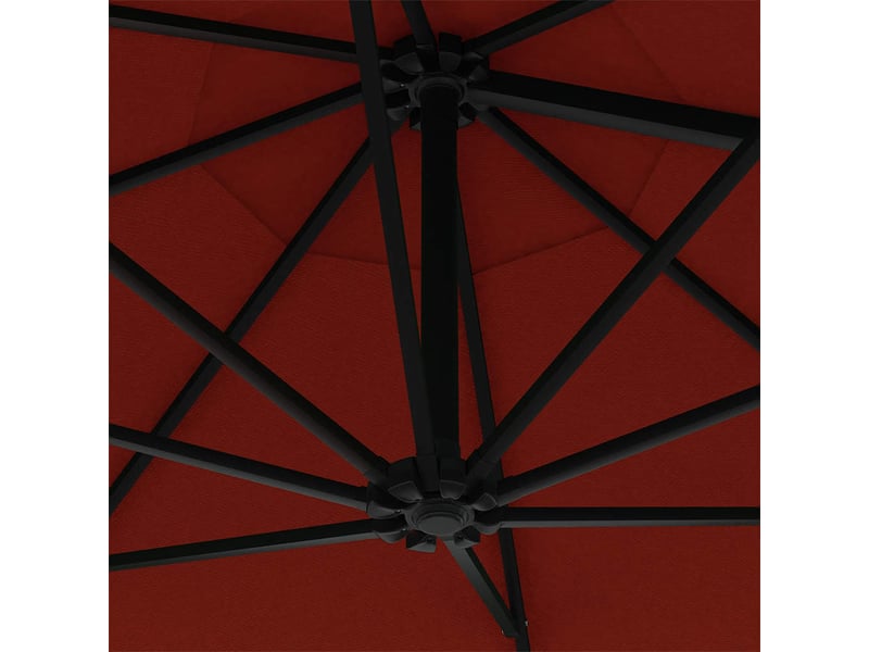 Parasol mural diamètre 300 cm terre cuite avec mât métal, manivelle et 8 nervures - Conforama D