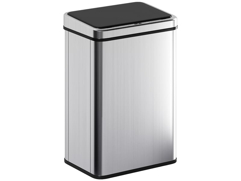  Poubelle à capteur de 40l, couvercle à fermeture en douceur, poubelle de cuisine automatique acier inoxydable, argenté  - Conforama A