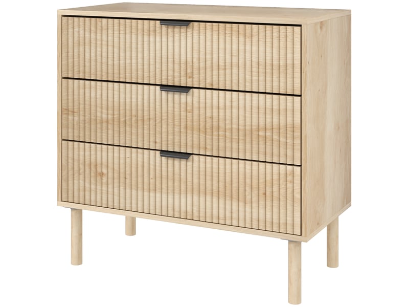 Commode en bois de style nordique à 3 tiroirs pour chambre et entrée, 80 x 40 x 77,5 cm, chêne  - Conforama B