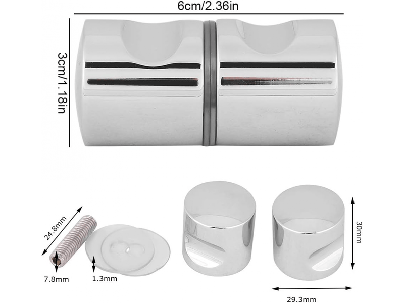  Poignées de porte, poignée chromée en alliage d'aluminium pour porte de douche en verre pour la maison  - Conforama B