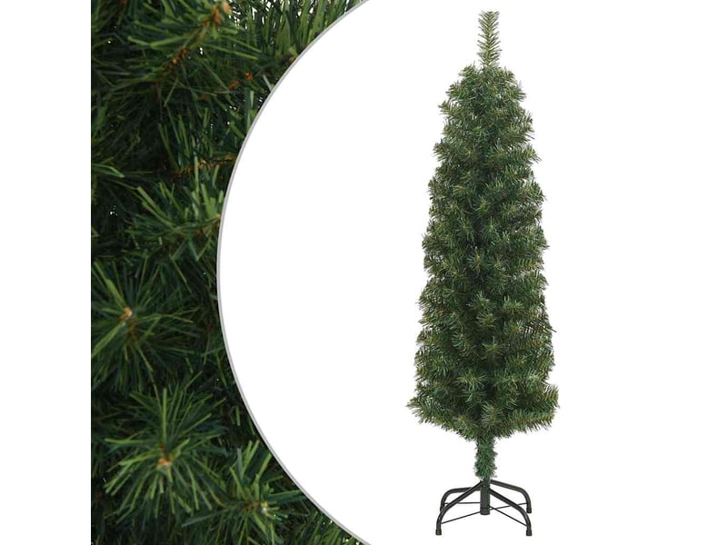  Sapin de noël - arbre de noël artificiel mince avec support vert 150 cm pvc  - Conforama B