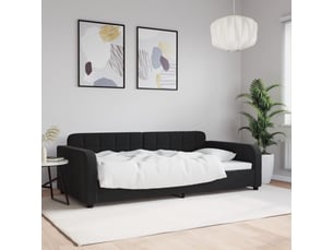 Lit adulte, lit simple, lit de repos sans matelas noir 100x200cm velours cf19607