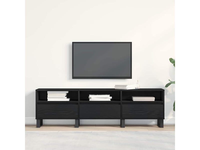  Meuble tv - banc tv - meuble de rangement 150 x 30 x 44,5 cm chêne noir bois d'ingénierie  - Conforama D