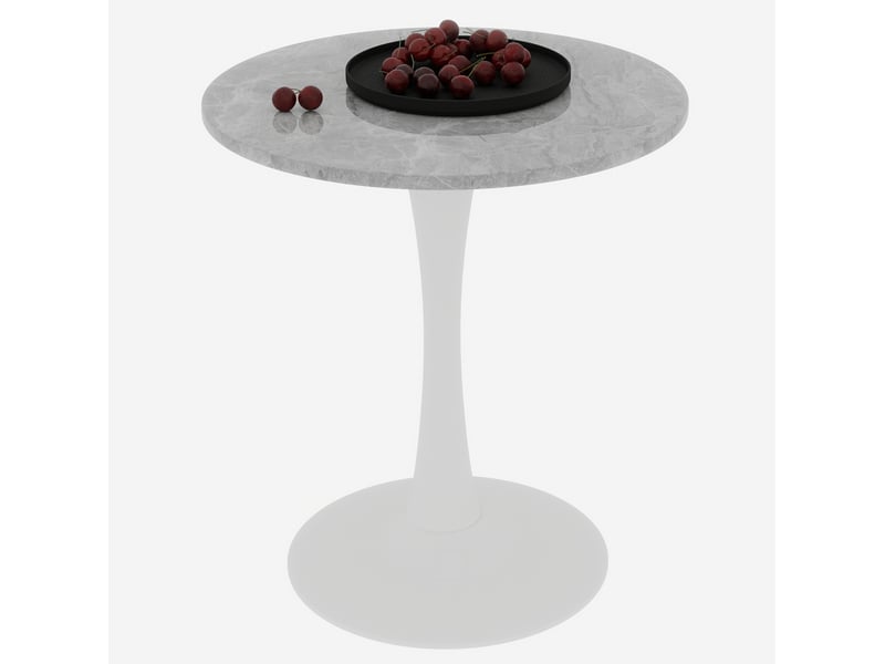 Table de salle à manger ronde 70 cm, marbre artificiel gris et blanc à piètement central  - Conforama A