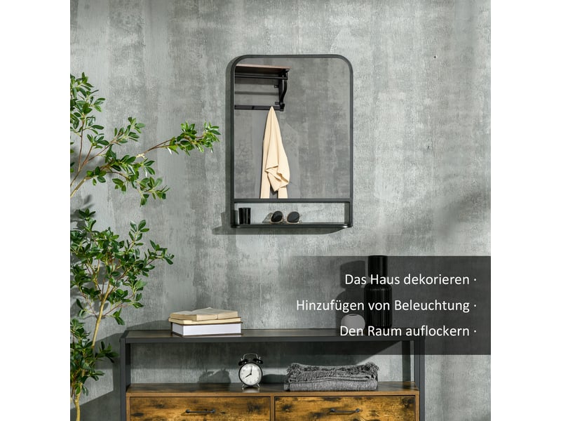  Miroir de salle de bain - mural - iron - noir - 70 x 10.2 x 50 cm - salle de bain 830-633V00BK - Conforama E